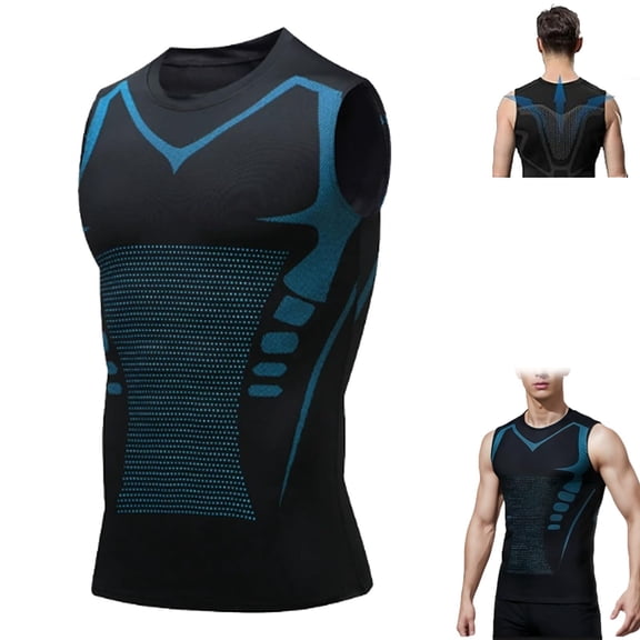 Compression Vest for Men,New Version Ionic Shaping Sleeveless Vest,Slimming Body Shaper Vest Crewneck Workout Shirts Tummy Control Undershirts