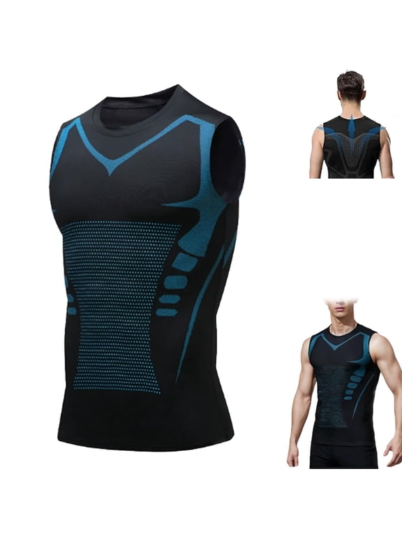 Compression Vest for Men,New Version Ionic Shaping Sleeveless Vest,Slimming Body Shaper Vest Crewneck Workout Shirts Tummy Control Undershirts