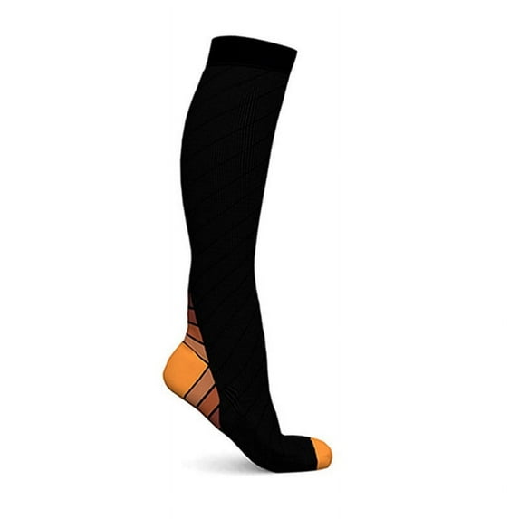 Compression cycling socks bicycle socks men's and women's fitness sports compression socks football socks running socks can be fixed-Orange gradient-L/XL