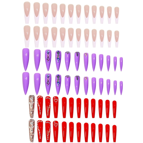 Compression type false nails, full coverage long false nails 3 boxes, 24 pieces per box, JP0354-15