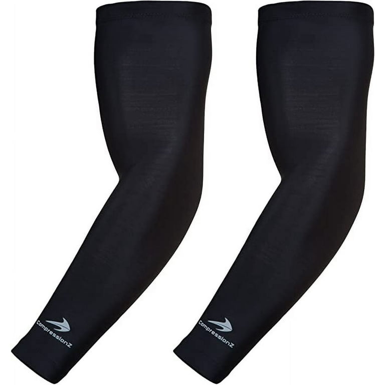 CompressionZ Compression Arm Sleeves for Men & Women UV Protection (Black,  M)