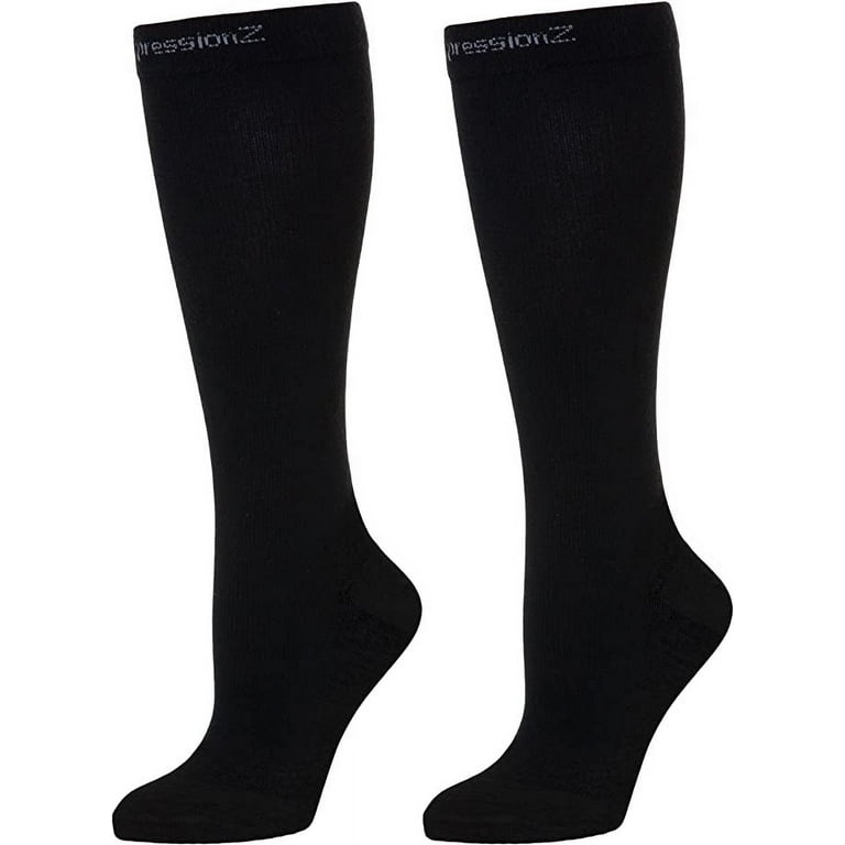CompressionZ Compression Socks For Men & Women 30-40 mmHG Tight Stockings  Black Medium