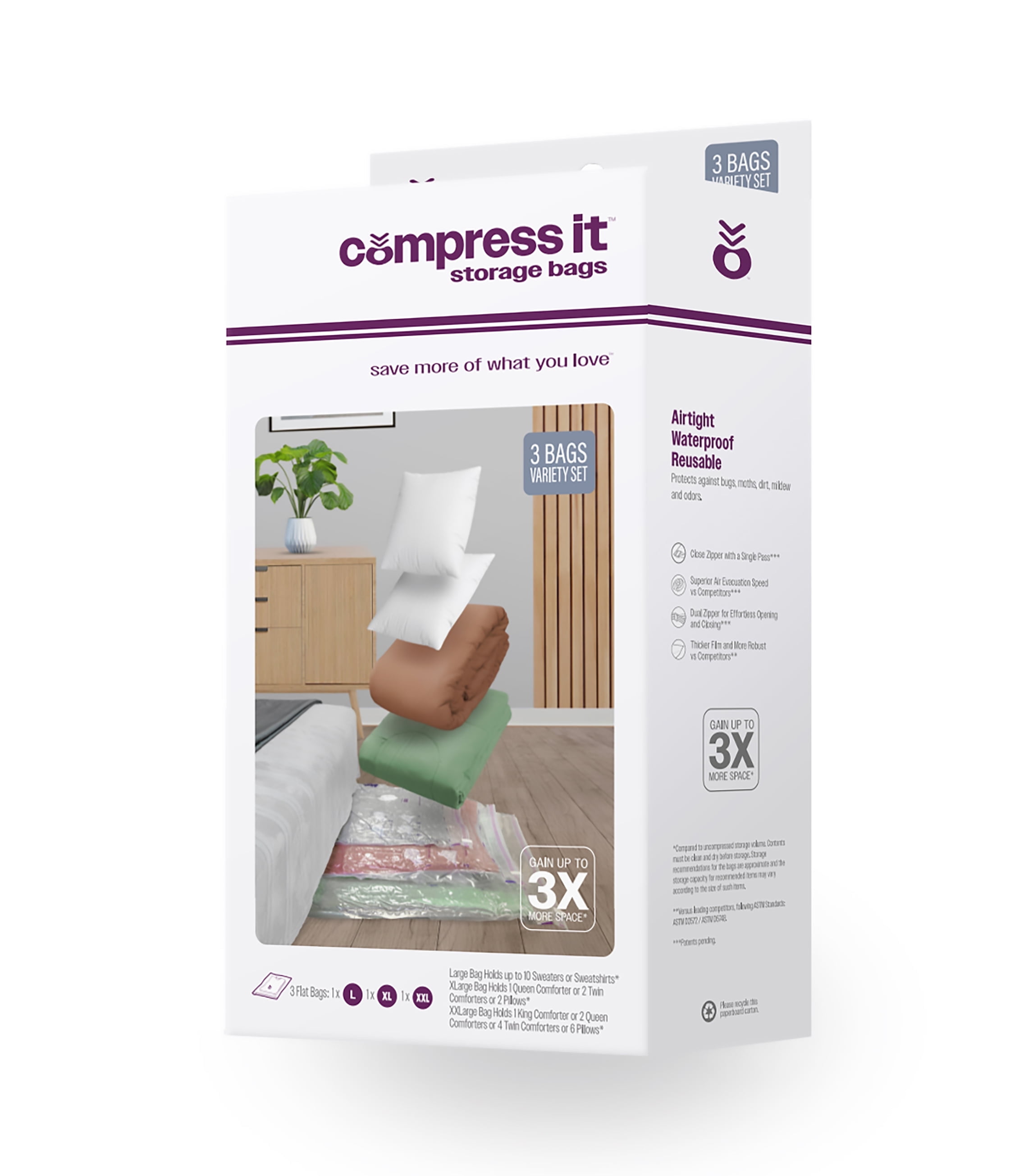 Compressit Storage Vacuum Bags, Manufactured in North America, 1-Large ...