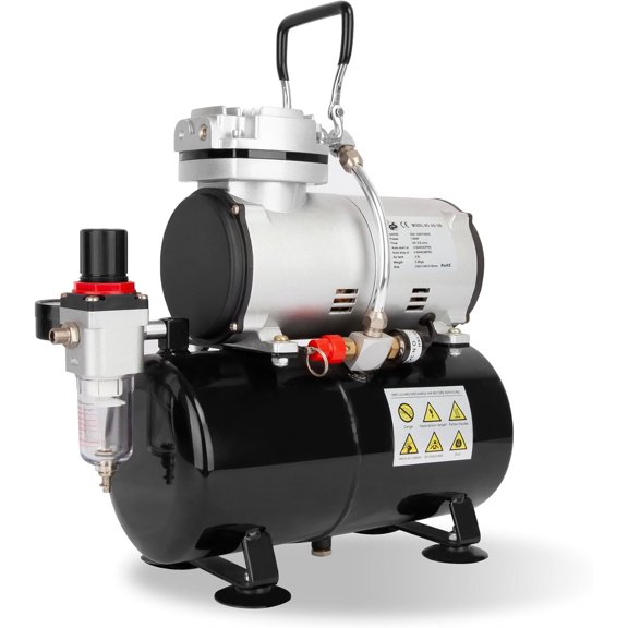 Compressor, High-performance Single- Oil-free Mini Compressor AS186 with 3L , Regulator, for Hobby, Cake Decoration, , Automotive Graphic, Make-up