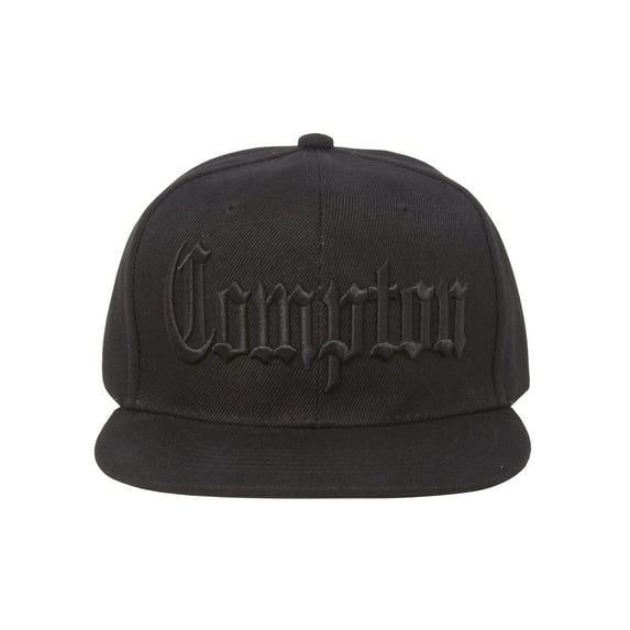 Compton Blackout Olde English Font Black Snapback Hat