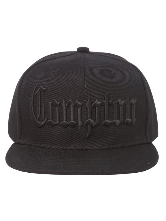 Compton Blackout Olde English Font Black Snapback Hat
