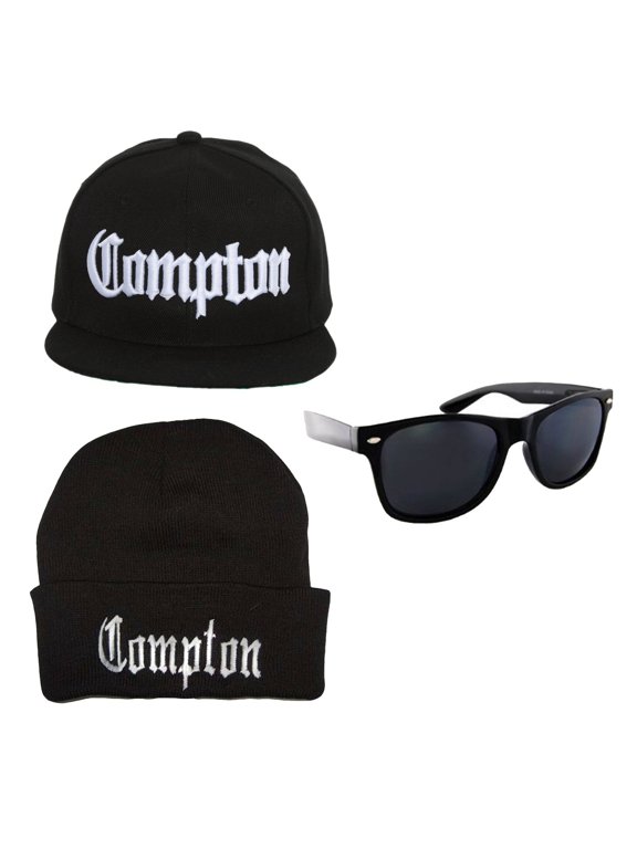 Compton Bundle Pack - Black (Shades, Beanie, Flatbill)
