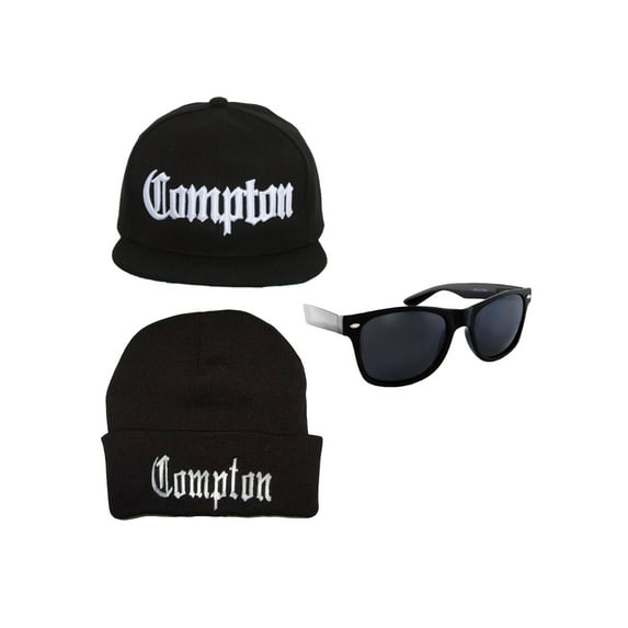 Compton Bundle Pack - Black (Shades, Beanie, Flatbill)