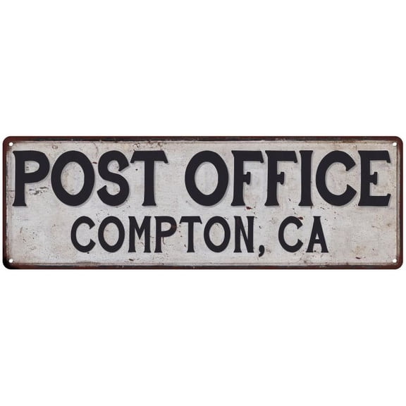 Compton, Ca Post Office Metal Sign Vintage 8x24 108240011297