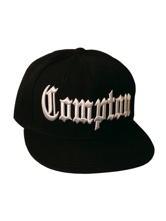 Compton Flat Bill Snapback Black Adjustable Baseball Cap