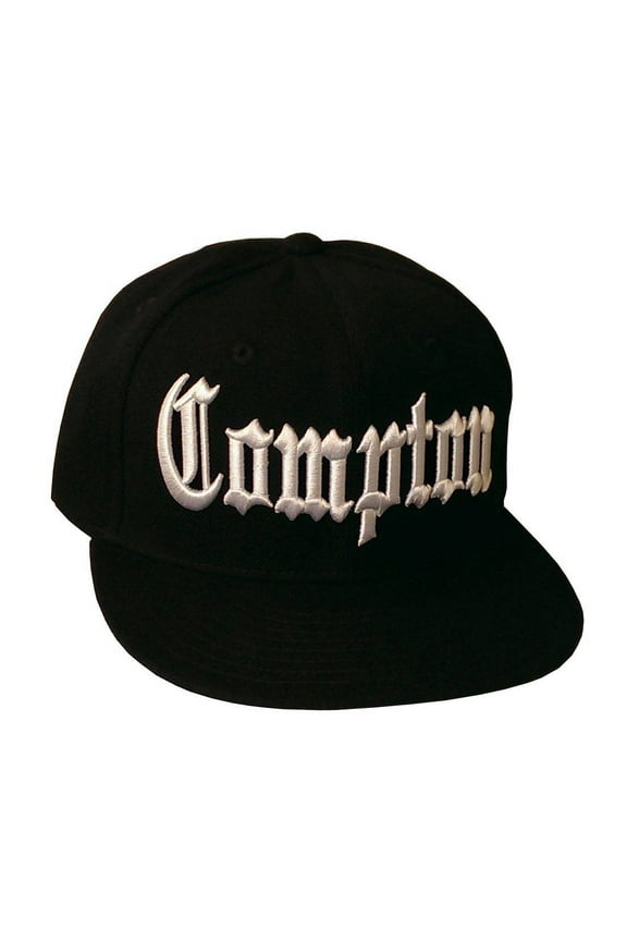 Compton Flat Bill Snapback Black Adjustable Baseball Cap