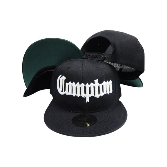 Compton Old English Black Adjustable Flatbill Snapback Hat w sunglass