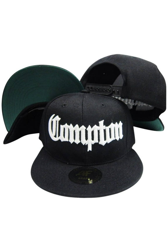 Compton Old English Black Adjustable Flatbill Snapback Hat w sunglass