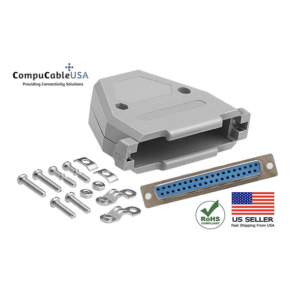 CompuCablePlusUSA.com Best DB37 Female Solder Cup Connector Kit With DB37 Plastic Hood Best Complete DB37 Female Solder Type set Fix/Make/Assembly your own DB37 Cables