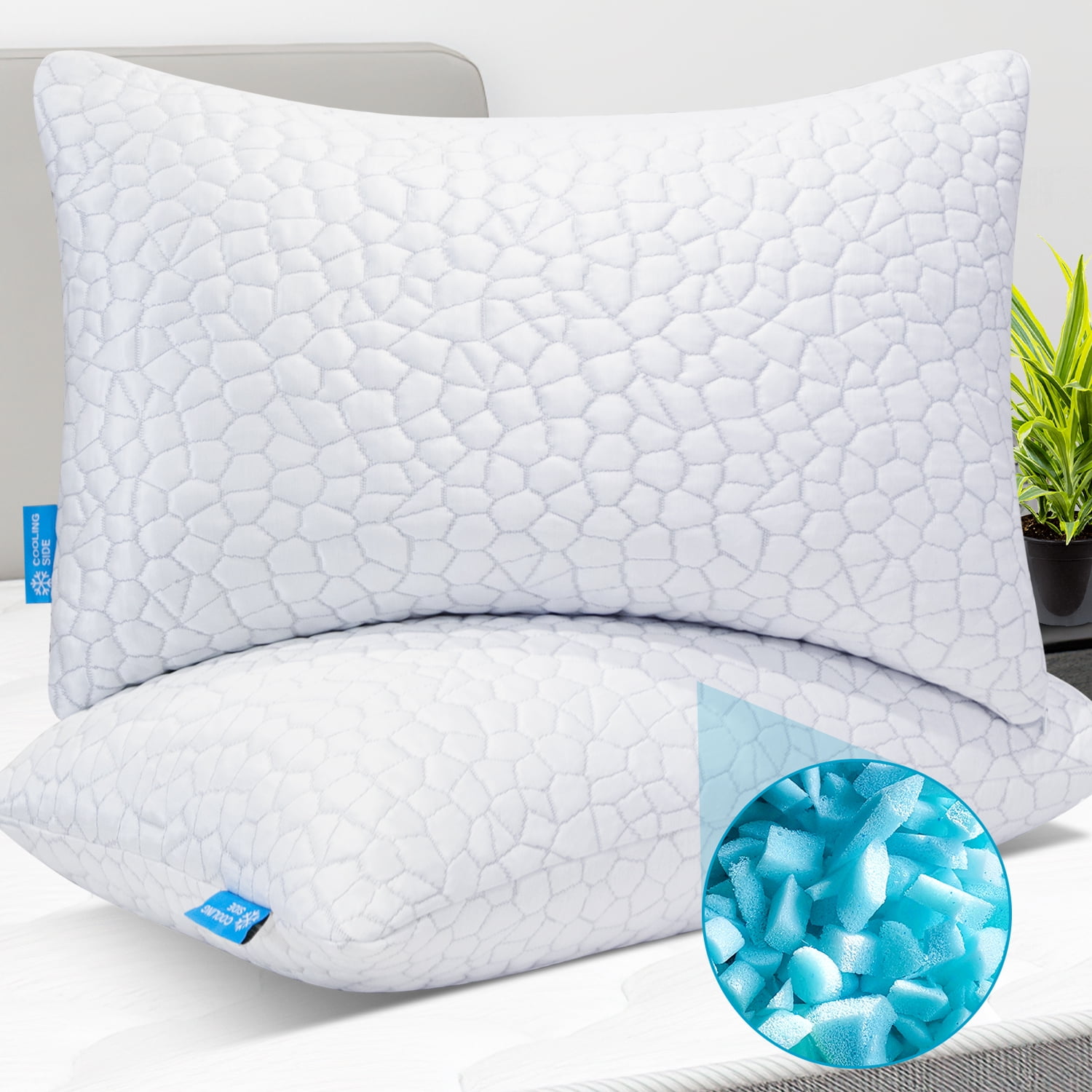 CompuClever Shredded Memory Foam Bed Pillow with Adjustable, 1 Pack