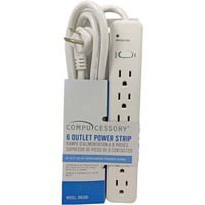 Compucessory 6-Outlet Power Strips - 6 - 6 ft Cord - 104 J Surge Energy - 15 A Current - 125 V AC Voltage - Strip - Putty Compucessory 6-Outlet Power Strips - 6 - 6 ft Cord - 104 J Surge Energy - 15 A Current - 125 V AC Voltage - Strip - Putty