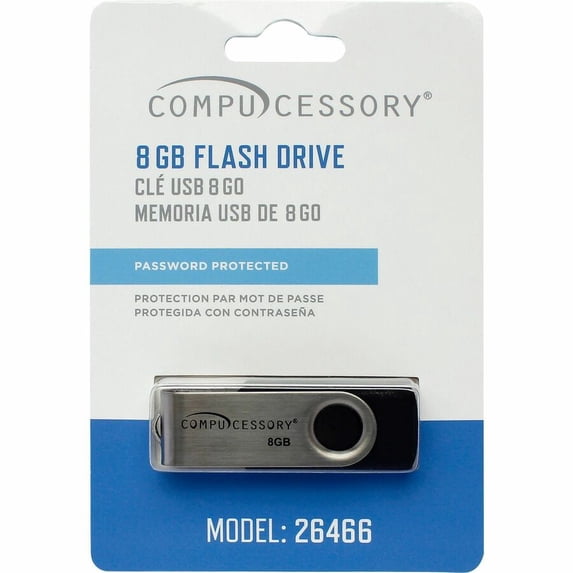 Compucessory, CCS26466, Password Protected USB Flash Drives, 1 Each, Aluminum