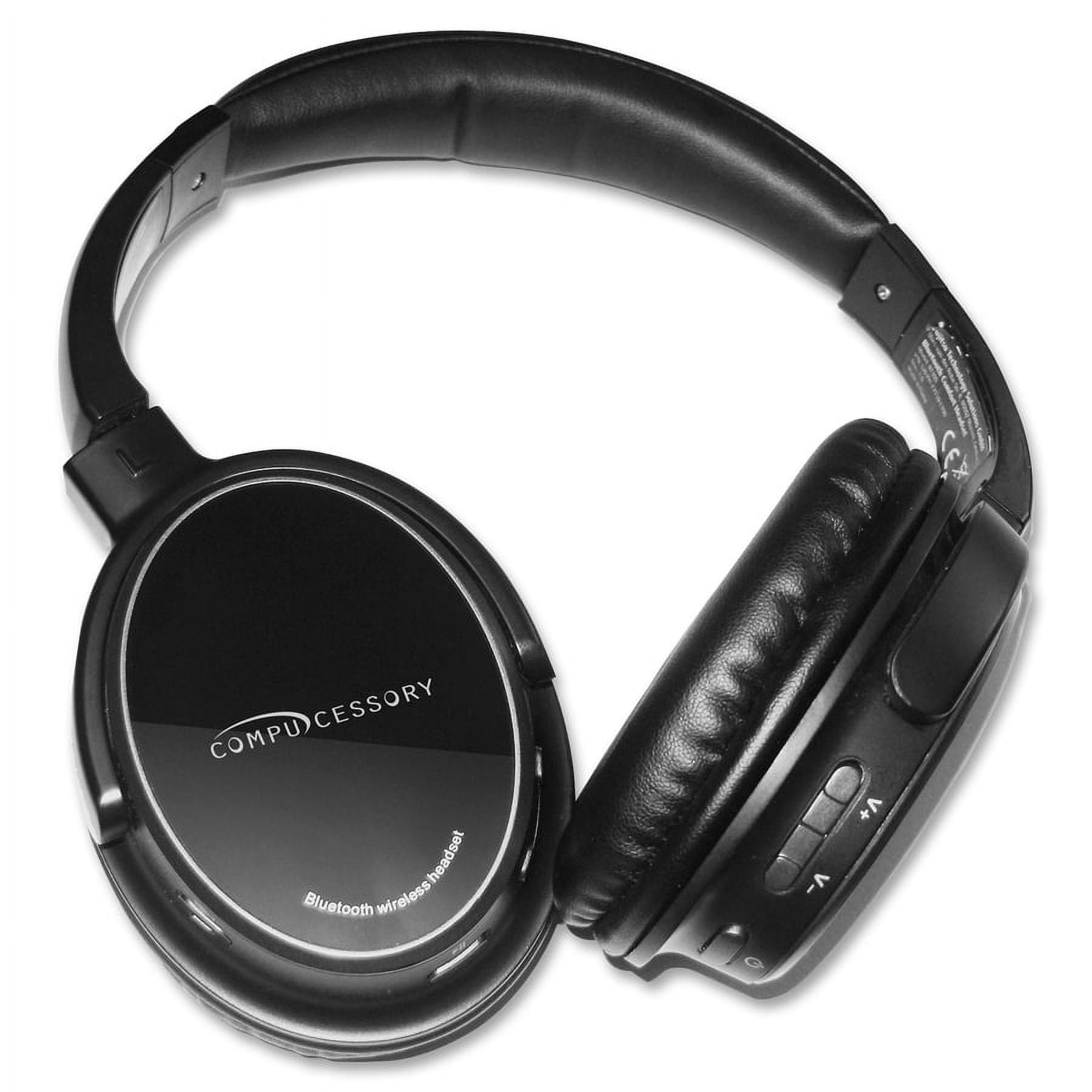 Compucessory Bluetooth Headphone with Microphone, Black, Silver