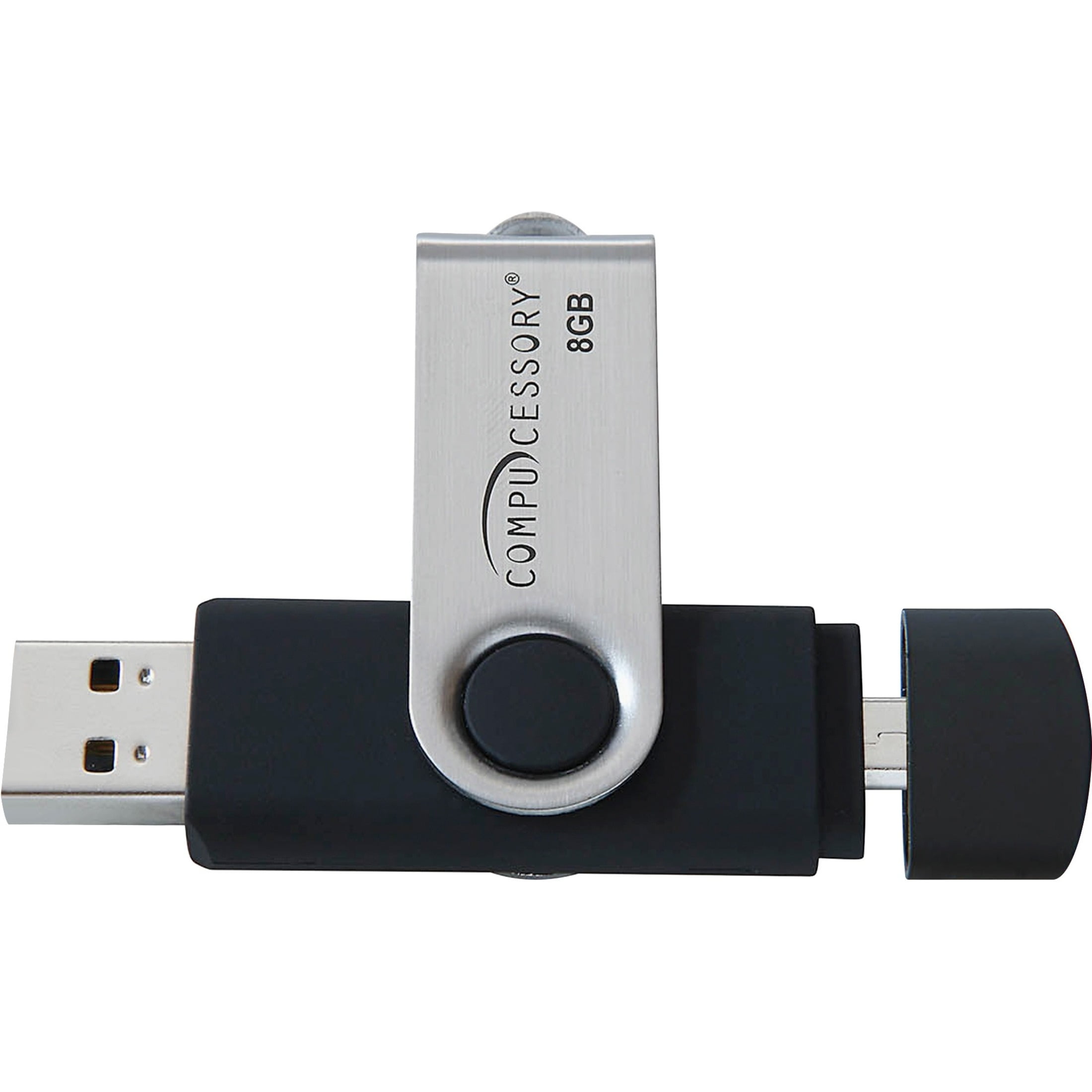 Compucessory, CCS26470, 8GB USB 2.0 Flash Drive, 1 Each, Silver,Black
