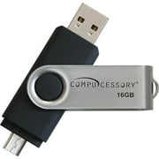 Compucessory, CCS26471, 16GB USB 2.0 Flash Drive, 1 Each, Silver,Black