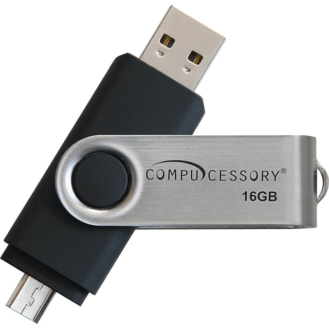 Compct Flash Usb Device Compucessory, CCS26471, 16GB USB 2.0 Flash Drive, 1 Each, Silver,Black ...