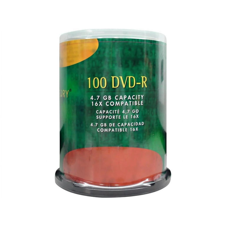 Compucessory DVD Recordable Media - DVD-R - 16x - 4.70 GB - 100 Pack - 120mm - 2 Hour Maximum Recording Time Compucessory DVD Recordable Media - DVD-R - 16x - 4.70 GB - 100 Pack - 120mm - 2 Hour Maximum Recording Time