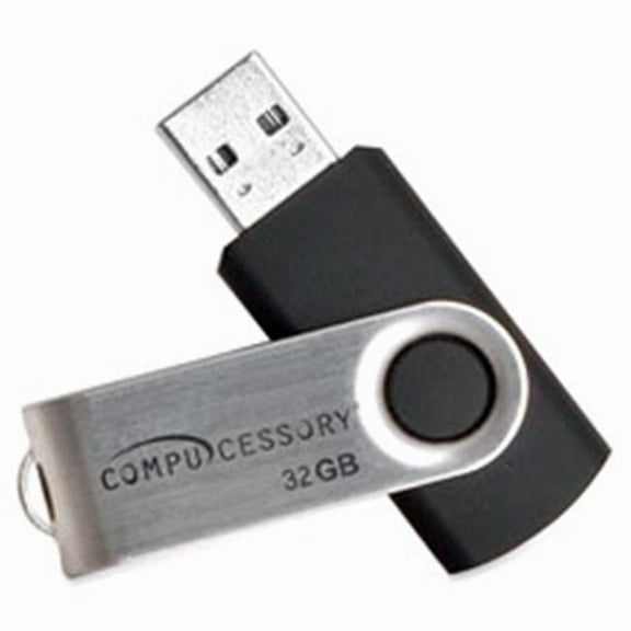 Compucessory Flash Drive- Black-Silver - 32GB