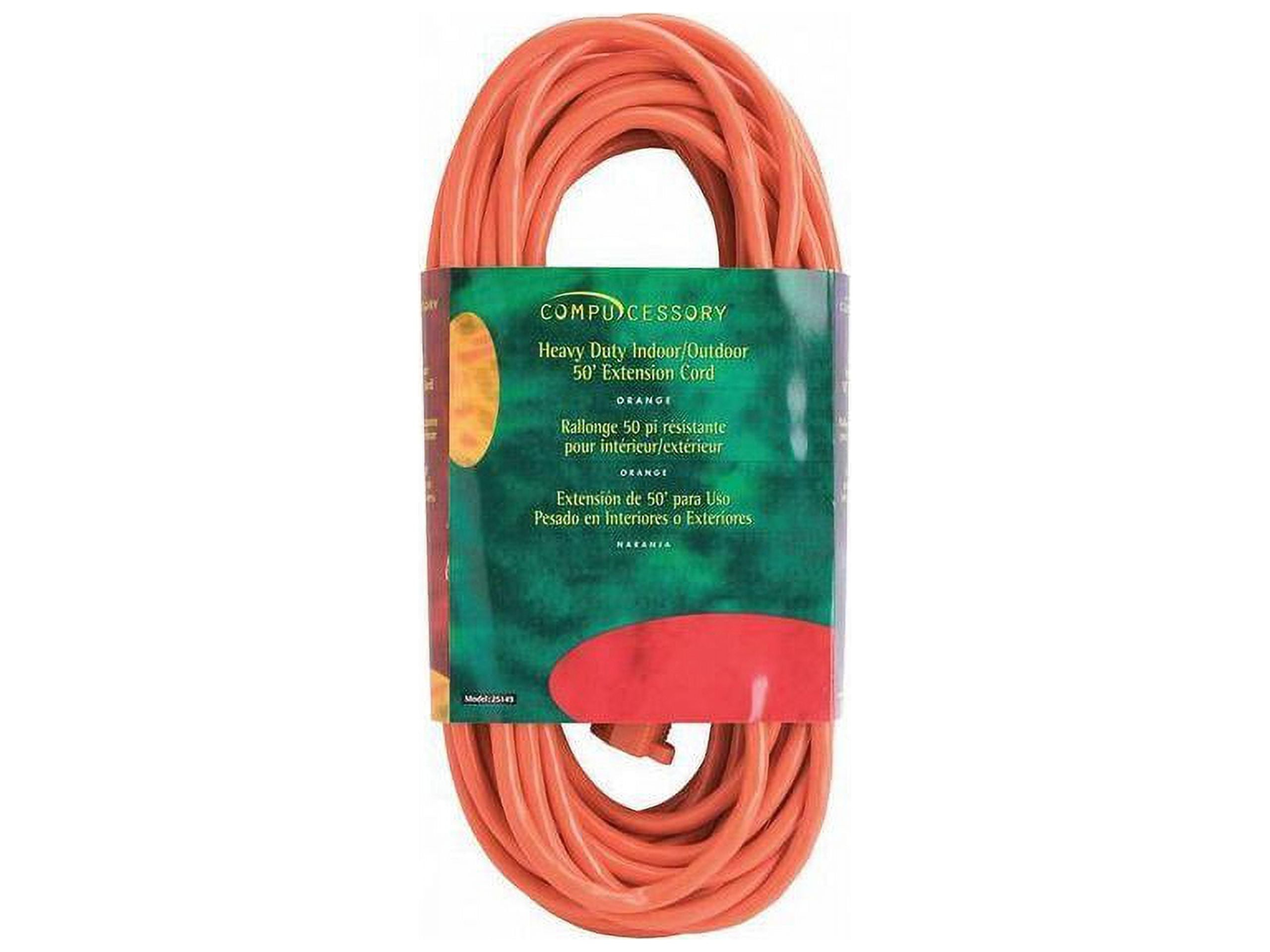 Compucessory Heavy Duty Extension Cord 50' Orange 25149
