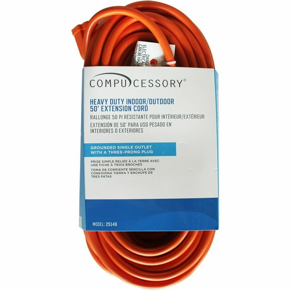 Compucessory, CCS25149, Heavy-duty Indoor/Outdoor Extension Cord, 1, Orange