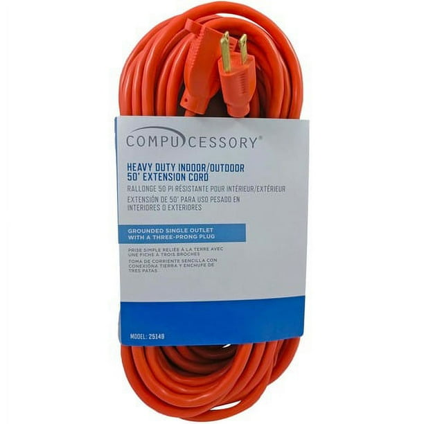 Compucessory Heavy-duty Indoor/Outdoor Extension Cord - 16 Gauge - 125 V AC13 A - Orange - 25 ft Cord Length - 1 Compucessory Heavy-duty Indoor/Outdoor Extension Cord - 16 Gauge - 125 V AC13 A - Orange - 25 ft Cord Length - 1