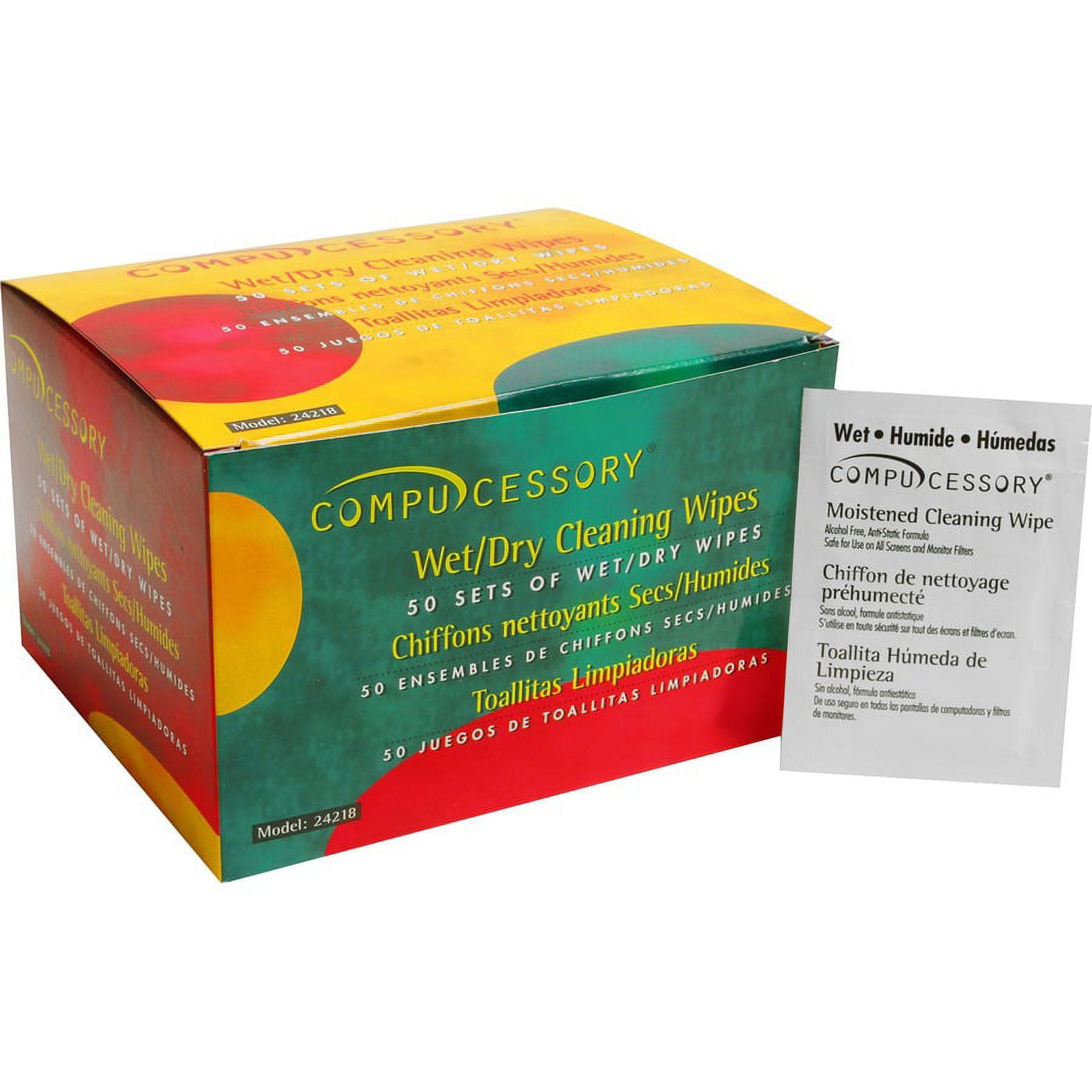 Compucessory Wet and Dry Screen Cleaning Wipes - For Display Screen - White Compucessory Wet and Dry Screen Cleaning Wipes - For Display Screen - White