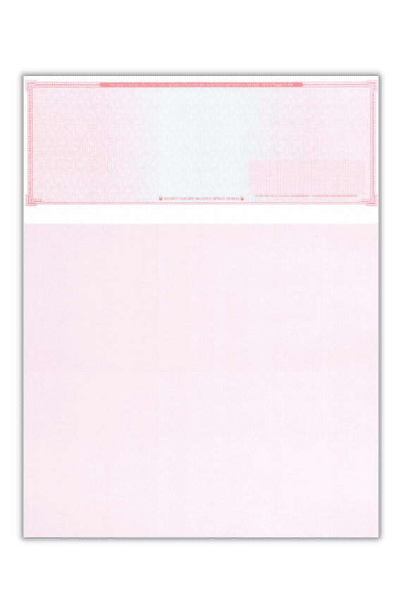 - 100 High Security Blank Check Stock Paper - Checks on Top - Check Paper Weight # 70 (Red Blue Mazed)