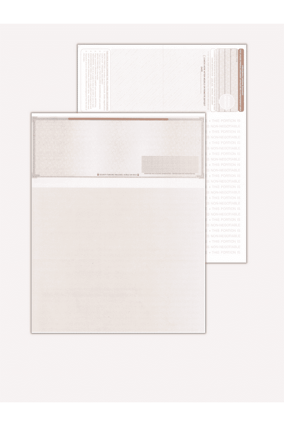 50 High security Blank Check Top - Brown Mazed - Computer Voucher Checks Compatible with QuickBooks And Any laser Or Inkjet Printer