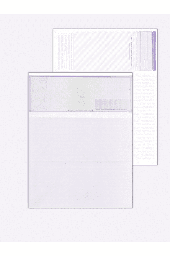 50 High security Blank Check Top - Purple Mazed - Computer Voucher Checks Compatible with QuickBooks And Any laser Or Inkjet Printer