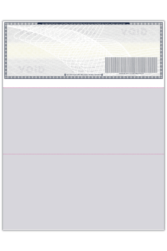500 High Security Blank Check Stock - Checks on Top Two Perforated Vouchers on Bottom Compatible with QuickBooks, & Laser or Inkjet Printers, Check Paper Weight # 70 (Dark Blue Art Deco)