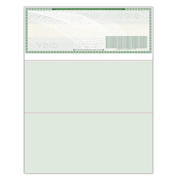 Compuchecks 500 High Security Blank Check Stock - Checks on Top Two Perforated Vouchers on Bottom Compatible with QuickBooks, & Laser or Inkjet Printers, Check Paper Weight # 70 (Green Art Deco)