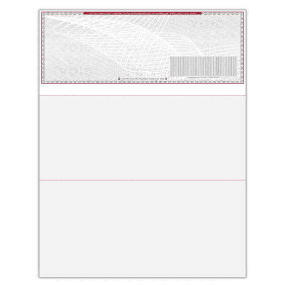 Compuchecks 500 High Security Blank Check Stock - Checks on Top Two Perforated Vouchers on Bottom Compatible with QuickBooks, & Laser or Inkjet Printers, Check Paper Weight # 70 (Grey/Red Art Deco)