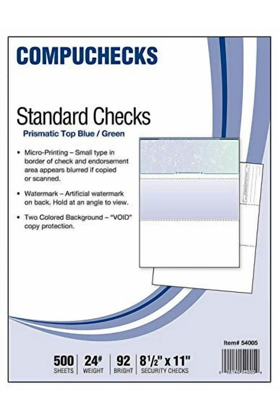 500 Blank Check Stock - Check on Top - Blue/Green Prismatic