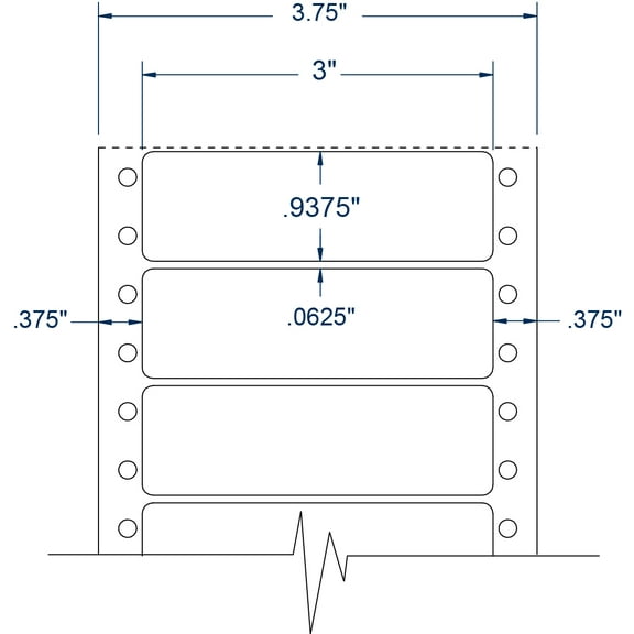 Compulabel 110608, 3" x 15/16" Pinfeed Labels