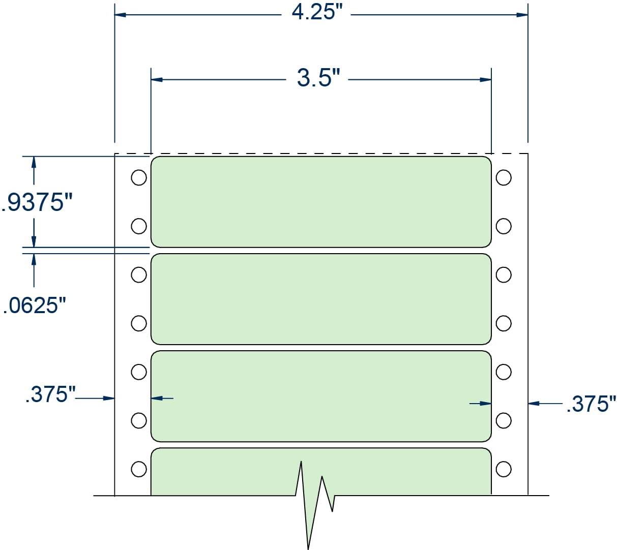 Compulabel 112500, 3-1/2" x 15/16" Pinfeed Pastel Green Address Labels