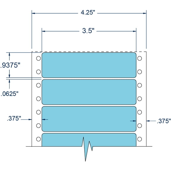 Compulabel 112601, 3-1/2" x 15/16" Pinfeed Pastel Blue Address Labels