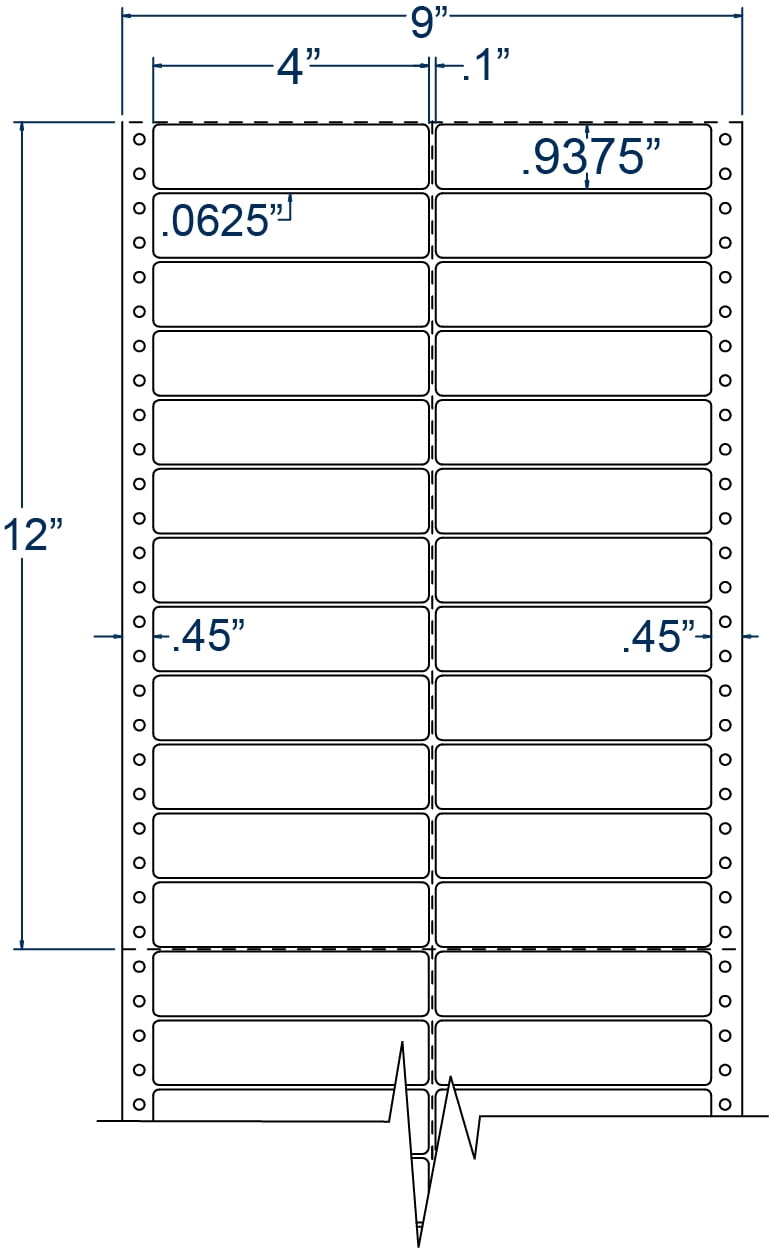 Compulabel 120205, 4" x 15/16" Pinfeed Address/Shipping Labels 2 Across