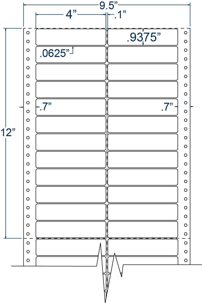 Compulabel 120251, 4" x 15/16" Pinfeed Address/Shipping Labels 2 Across