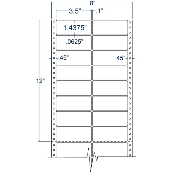 Compulabel 120352, 3-1/2" x 1-7/16" Pinfeed Labels 2 Across