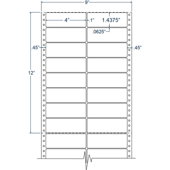 Compulabel 120407, 4" x 1-7/16" Pinfeed Labels 2 Across