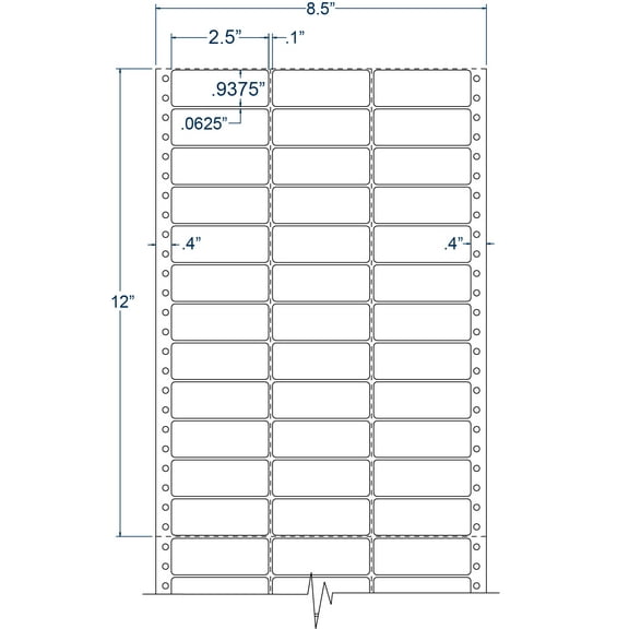 Compulabel 130206, 2-1/2" x 15/16" Pinfeed Labels 3 Across