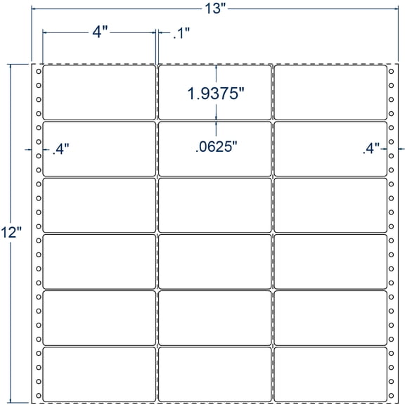 Compulabel 130500, 4" x 1-15/16" Pinfeed Labels 3 Across