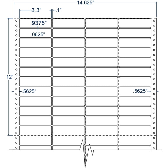 Compulabel 140354, 3-1/3" x 15/16" Pinfeed Address Lables 4 Across
