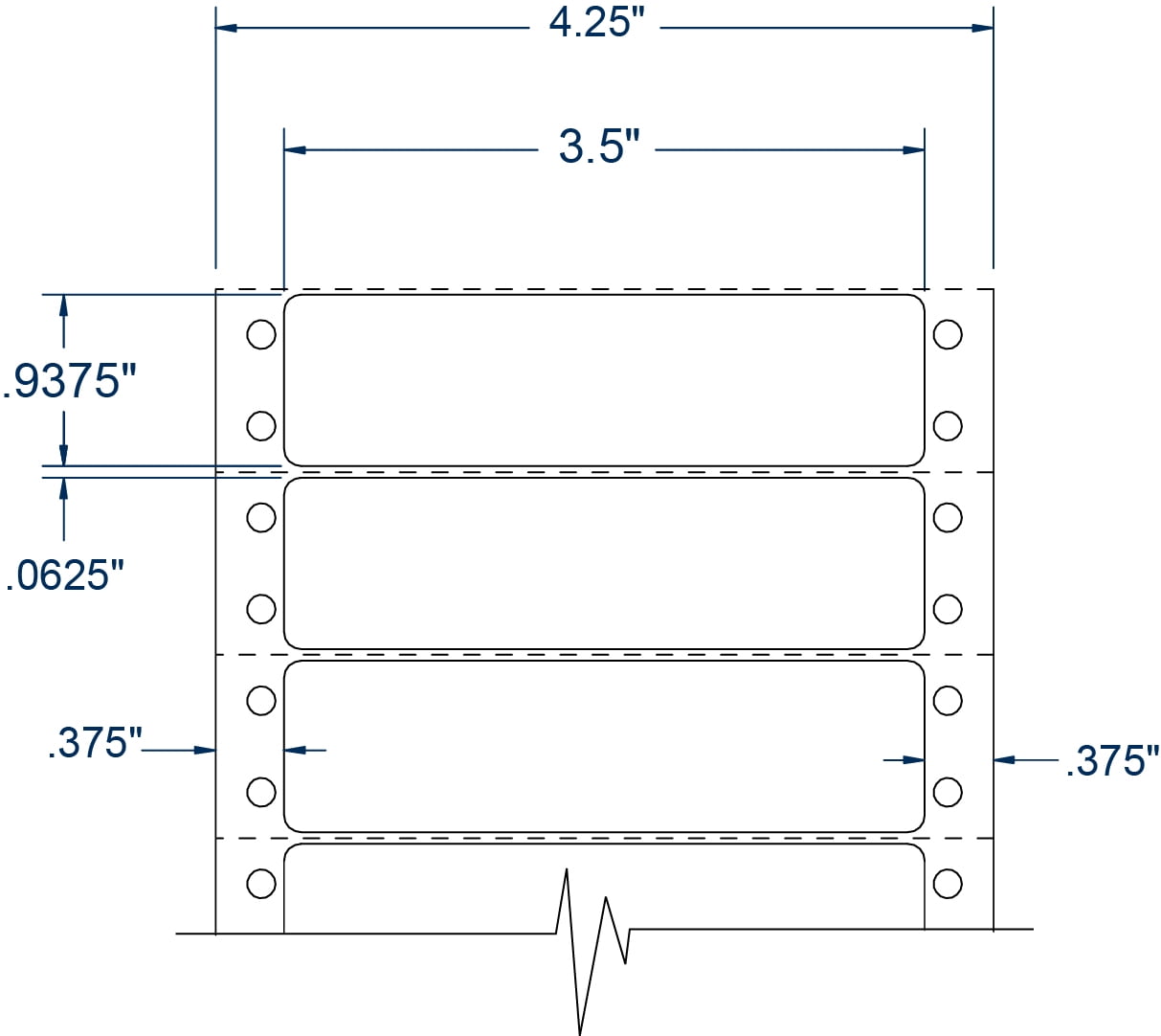 Compulabel 170357, Removable Adhesive Label Pin Fed 3 1/2 X 15/16