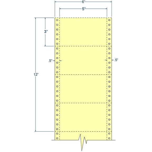 Compulabel 210251, Continuous 5 X 3 Yellow Index Card Pin Fed